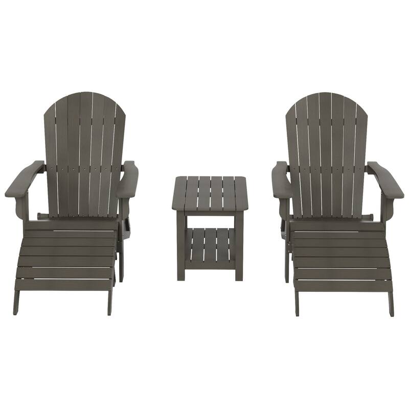 Vineyard HIPS Outdoor Folding Eco-Friendly All Weather Seashell Adirondack Chairs (5-Piece Conversation Set)