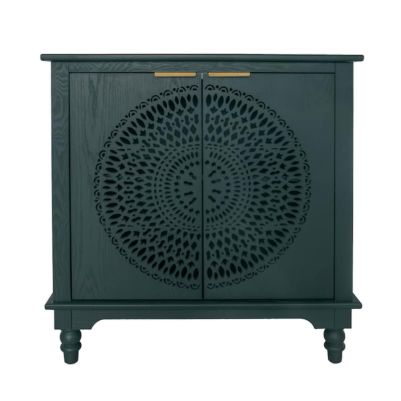 Sideboard Buffet Cabinet, Storage Cabinet with Carved Hollow Pattern, Accent Cabinet with Adjustable Shelf