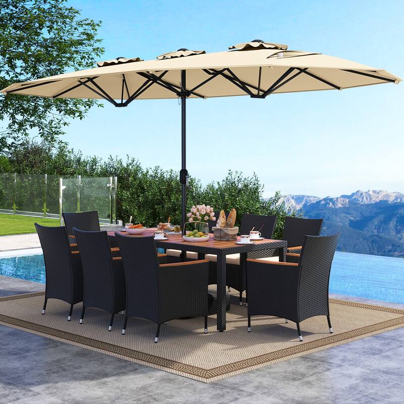 Costway 11 PCS Patio Wicker Dining Set with Double-Sided Outdoor - See Details