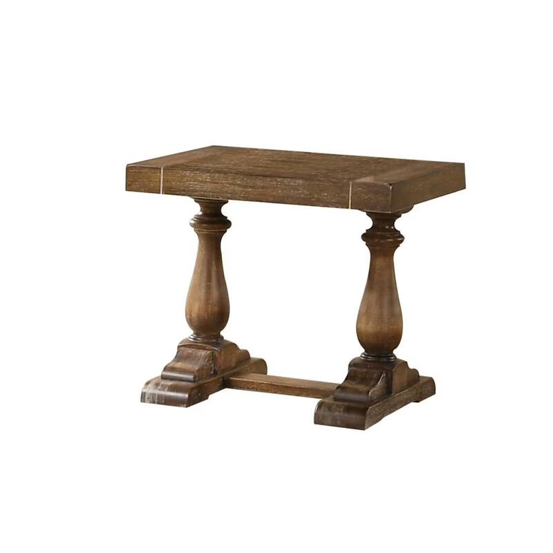 Rossetta Medieval Transitional Style Distressing Wooden Finish End Table, for Living Room