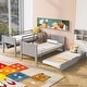preview thumbnail 3 of 22, Twin-Over-Twin Bunk Bed with Twin size Trundle , Separable Bunk Bed with Bookshelf for Bedroom