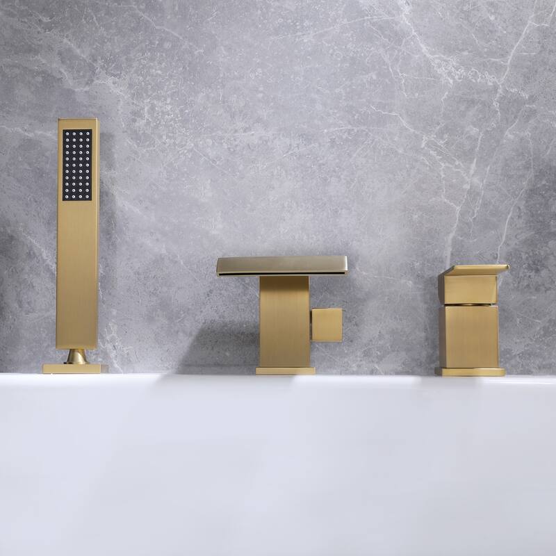 Solid Brass Waterfall Roman Tub Faucet with Hand Shower