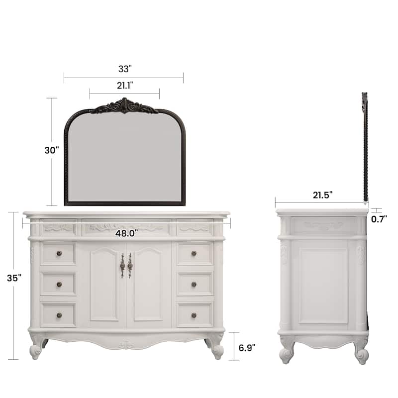 48-Inch British Vintage Solid Wood Bathroom Vanity with Sink – Elegant Antique-Inspired Design