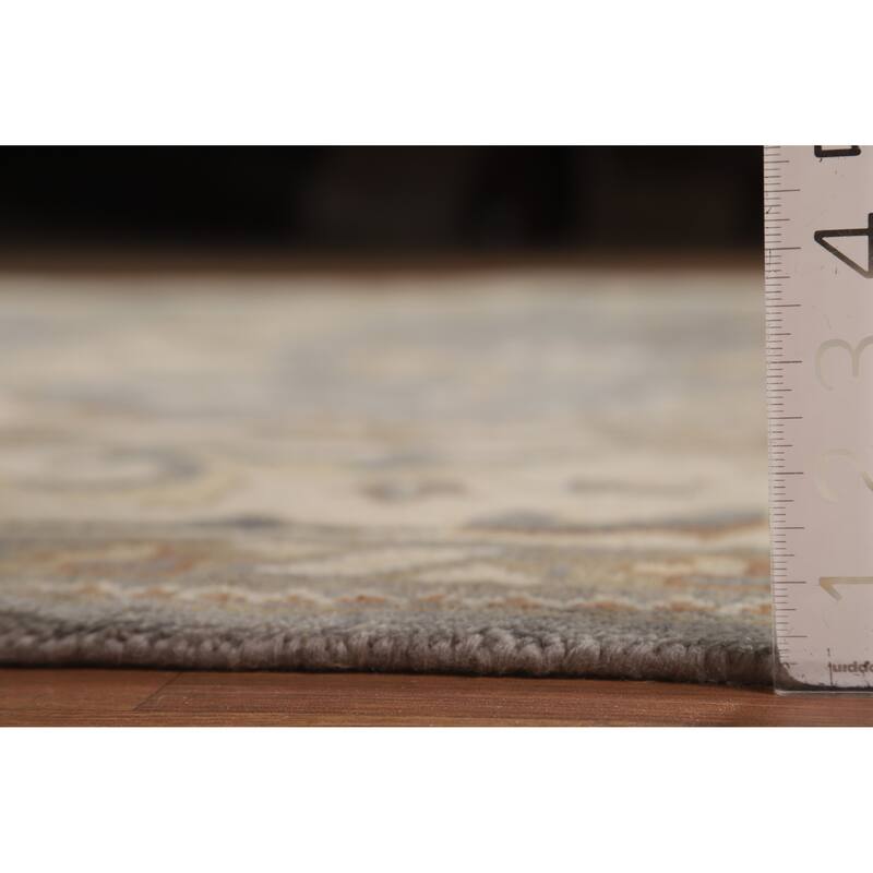 Gray Ivory Oushak Indian Area Rug Handmade Wool Carpet - 7'10" x 10'3"