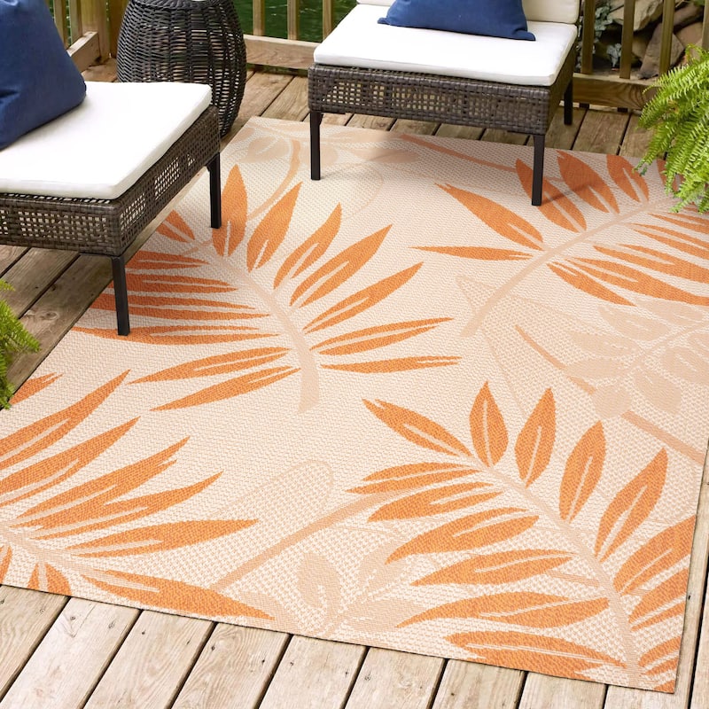 JONATHAN Y Bahamas Tropical Palm Leaf Indoor/Outdoor Area Rug