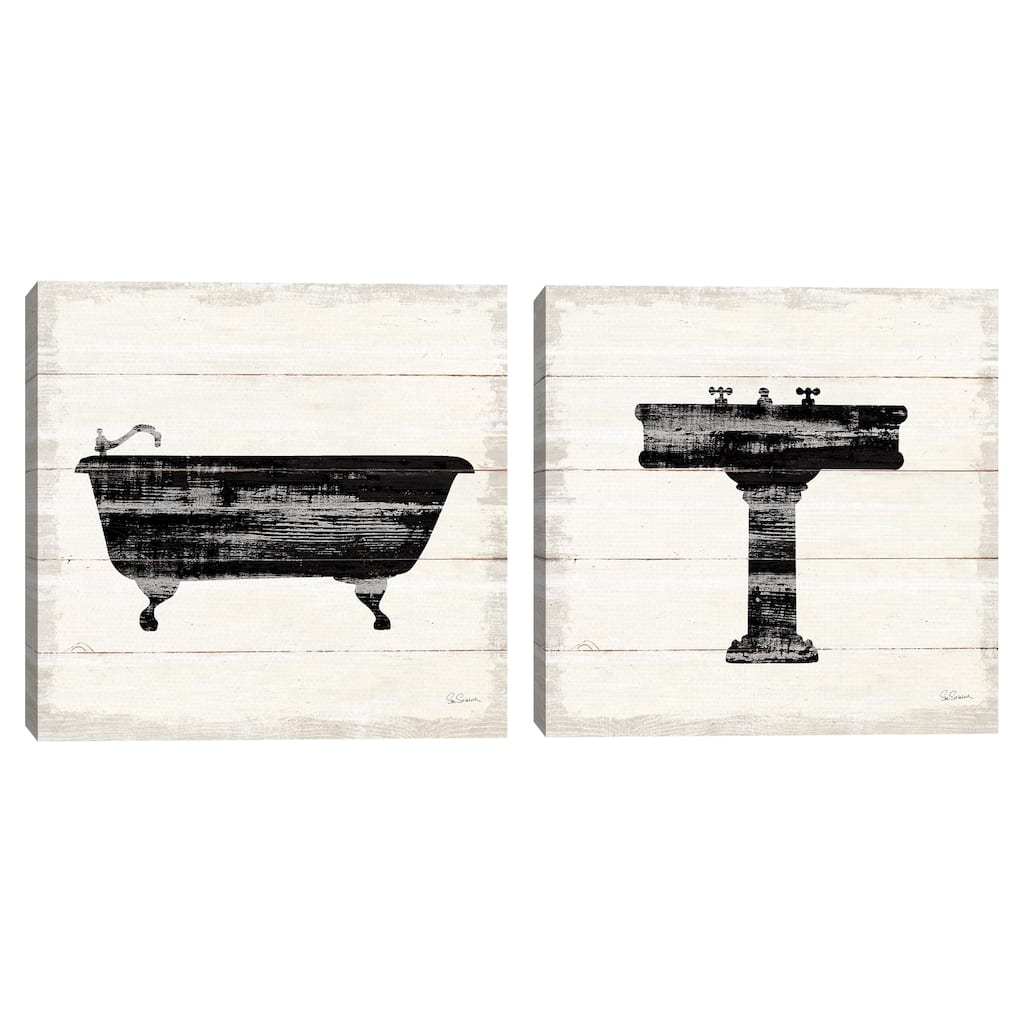 Shiplap Bath by Sue Schlabach Canvas S/2 by Sue Schlabach Canvas Art Prints