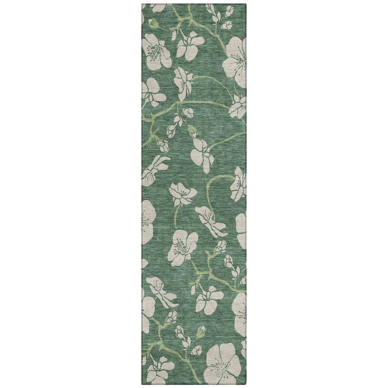 Machine Washable Indoor/ Outdoor Floral Zen Chantille Rug