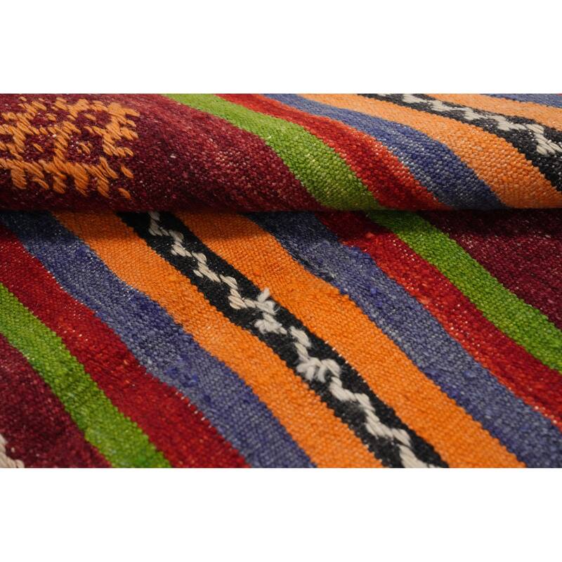 Hand Woven Oriental 100% Wool Carpet Southwestern Tribal Red Kilim Area Rug - 9' 11'' X 5' 4''