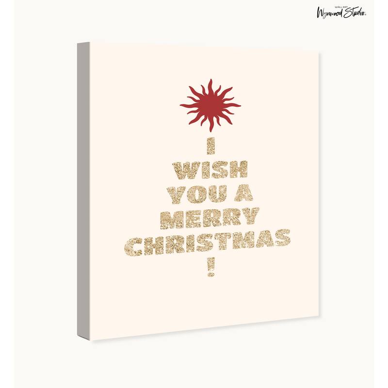 Wynwood Studio Canvas Holiday and Seasonal A Merry Wish Gold Glam Wall Art Canvas Print