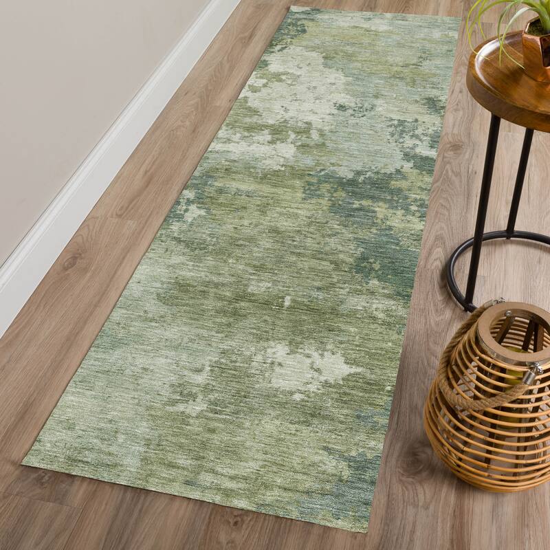 Machine Washable Indoor/ Outdoor Modern Contemporary Chantille Rug