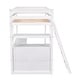 preview thumbnail 15 of 15, Stylish & Simple Twin Size Loft Bed with Desk and Shelves, Two Built-in Drawers, Safety Guaranteed, Multifunctionl Design, White