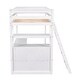 preview thumbnail 13 of 13, Twin Size Loft Bed with Desk, Shelves, and Two Built-in Drawers in White, Modern Design for Kids' Rooms