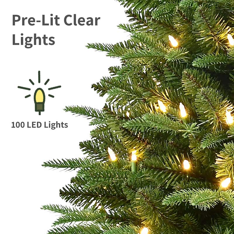 Puleo International 40" Pre-Lit Fraser Fir Potted Tree with 100 Warm White LED Lights