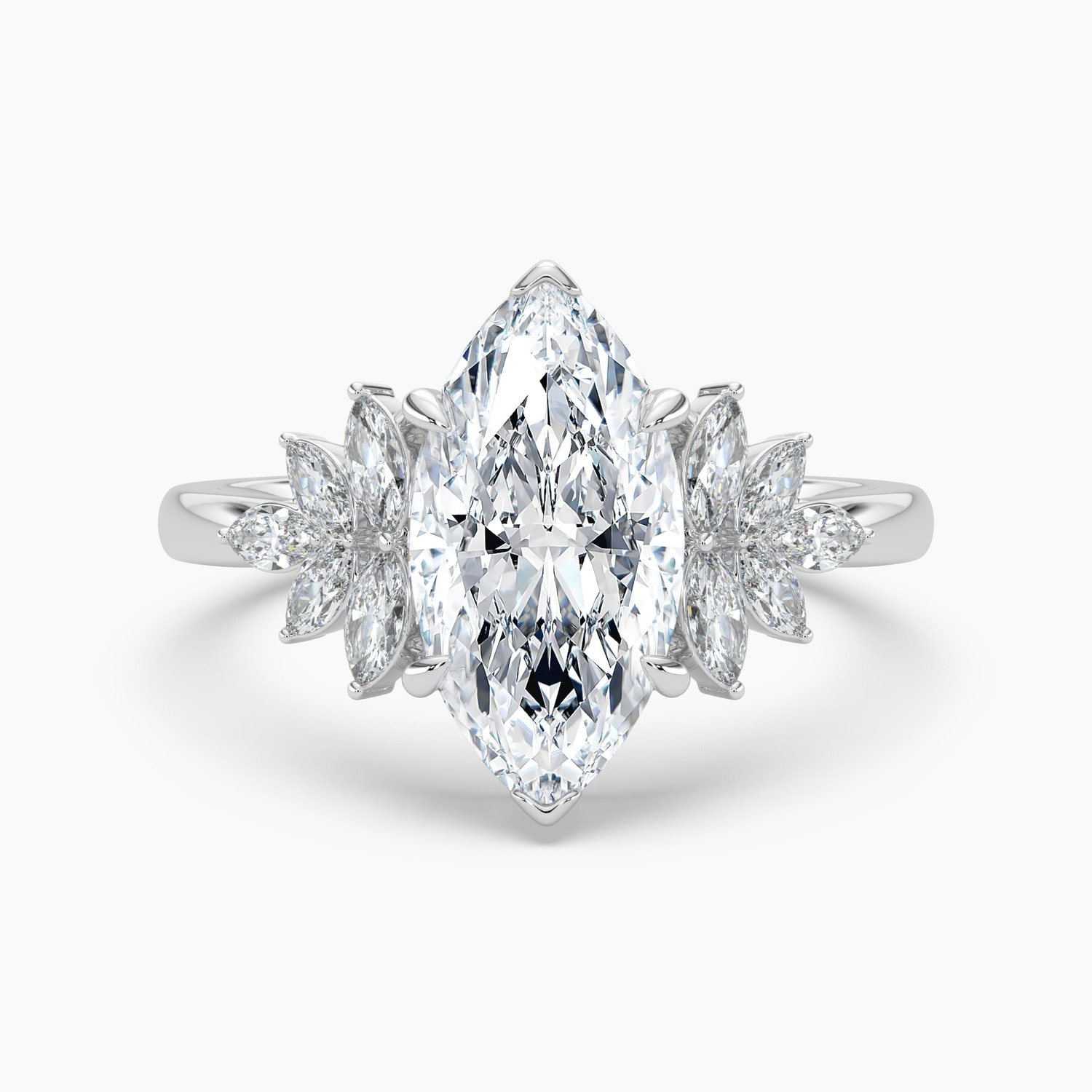 Auriya 14K Gold Lab Grown Diamond Marquise Floral Marquise Accent Engagement Ring 1.42 - 5.42ct. tw. (E-F, VS)
