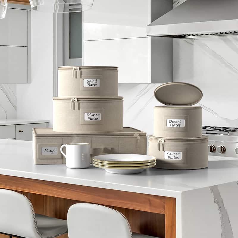 5-Piece China Dinnerware Storage Set - Grey