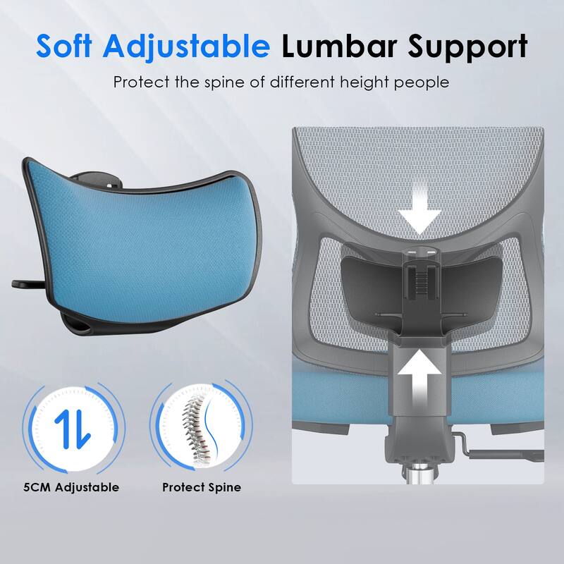 Ergonomic Office Chair,Mesh Desk Chair with Adjustable Lumbar Support and Headrest,Computer Chair with 3D Armrest Swivel Chair