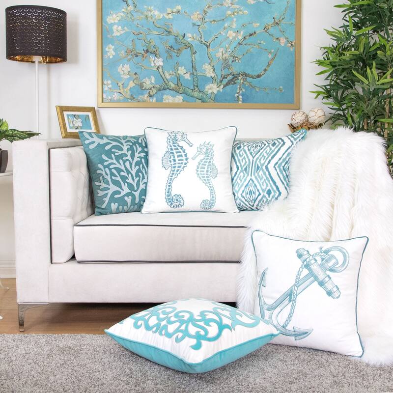 Blue / Spa Seahorses Pillow