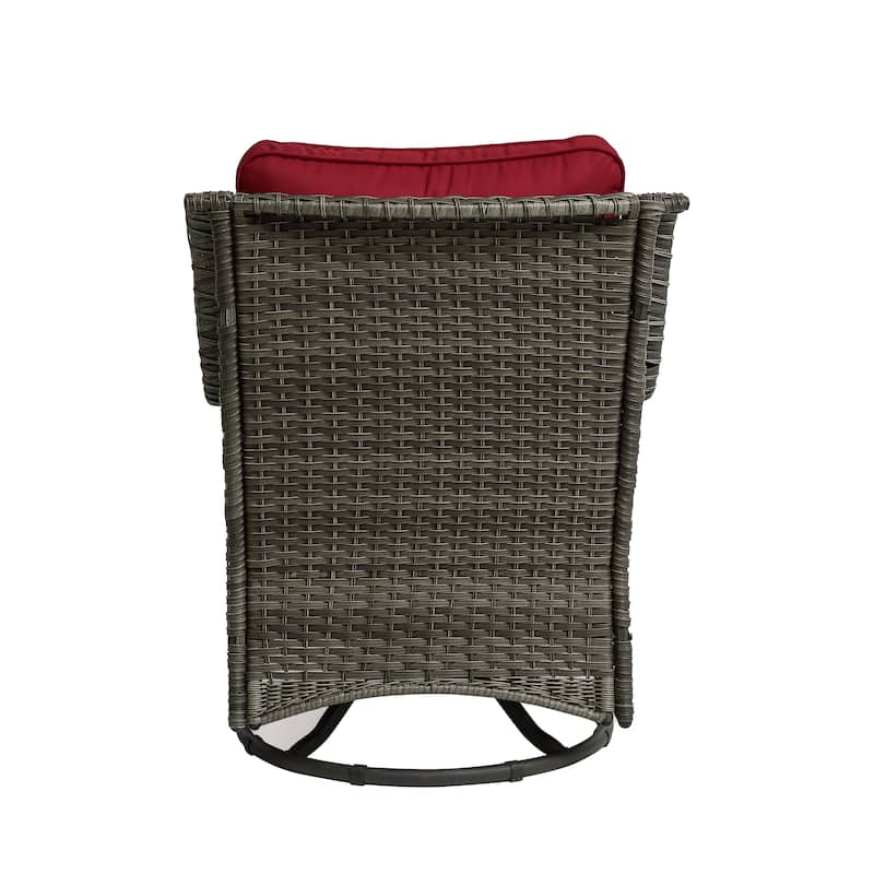 Outdoor Rattan Wicker Swivel Rocking Chair With Cushions