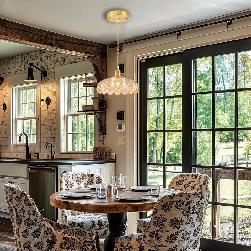 2 Pack light fixtures gold living room glass, metal pendant light