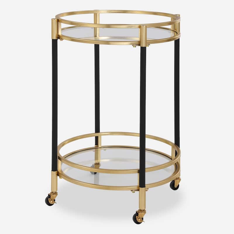 Uttermost Dolly Round Bar Cart - 29.75"H x 22"W x 22" D