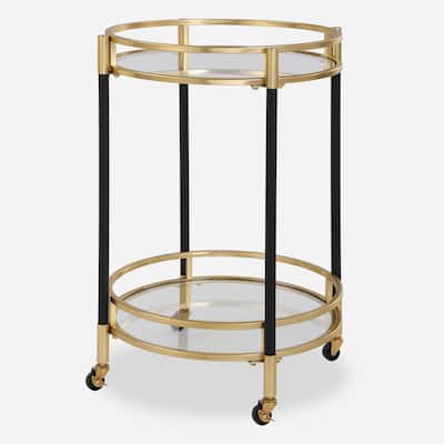 Uttermost Dolly Round Bar Cart - 29.75"H x 22"W x 22" D