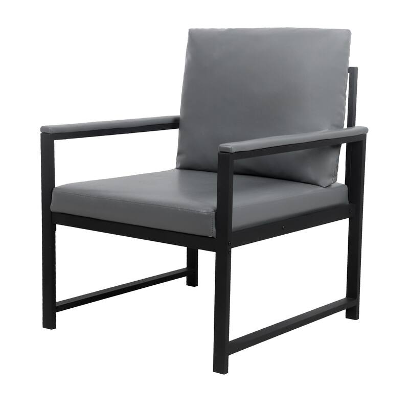 PU Leather Armchair Accent Chairs with Metal Frame,Comfortable Cushion