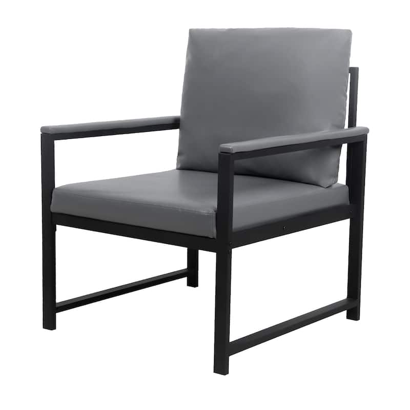 PU Leather Armchair with Metal Frame & Comfortable Cushion