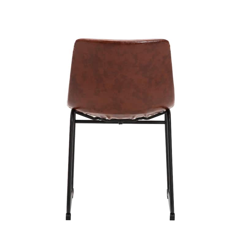 Porthos Home Donne Dining Chairs Set of 2, PU Leather, Iron Sled Legs