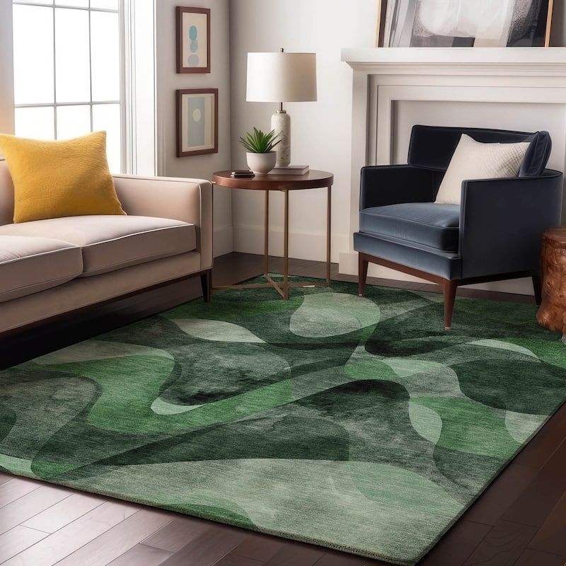 Premium Washable Super Soft Abstract Contemporary Mayfield Rug - Fern - 8' x 10' - Rectangle