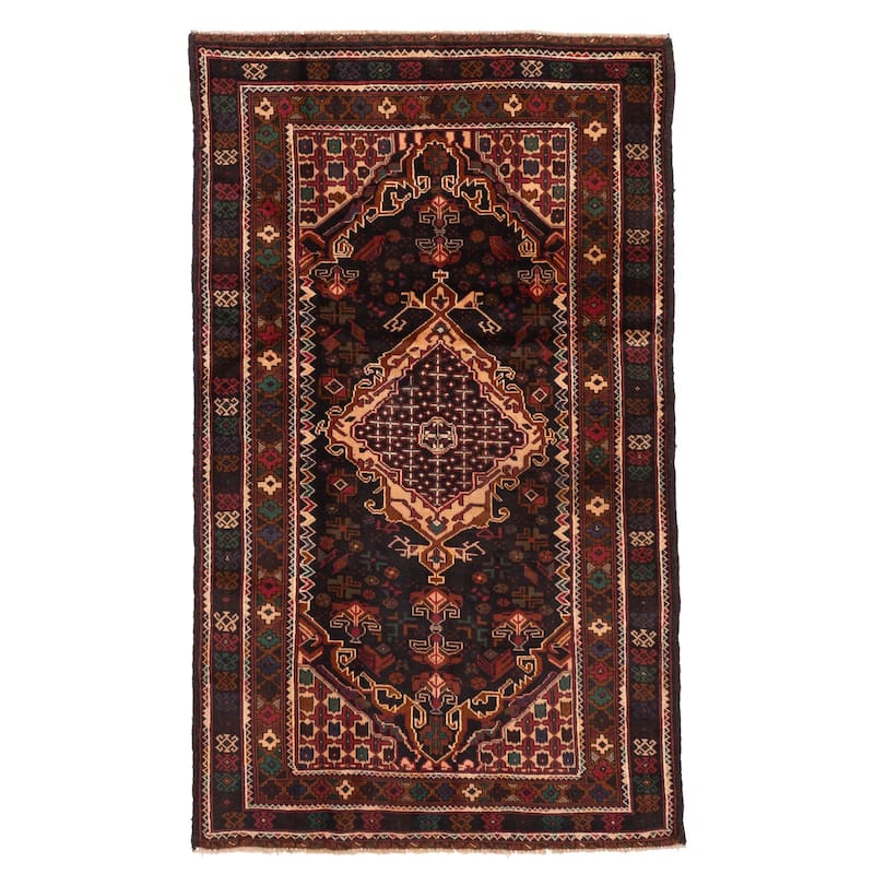 ECARPETGALLERY Hand-knotted Teimani Black Wool Rug - 3'3 x 6'3