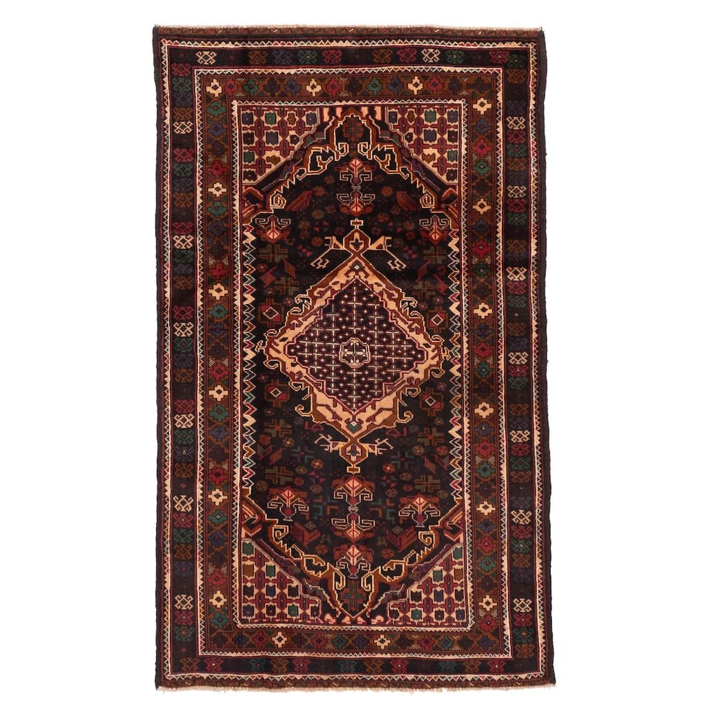 ECARPETGALLERY Hand-knotted Teimani Black Wool Rug - 3'3 x 6'3