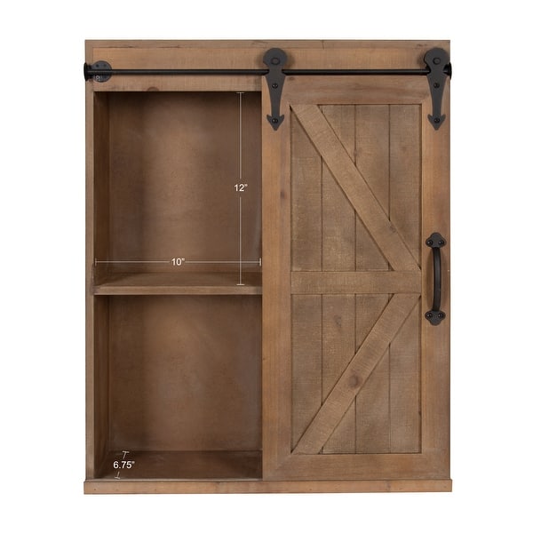 Kate And Laurel Cates Wood Wall Storage Cabinet With Sliding Barn Door Overstock 20987280