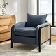 preview thumbnail 11 of 16, HULALA HOME Abeline 32.75"W Farmhouse Upholstered Armchair with Solid Wood Legs and Woven Rattan Arms Navy