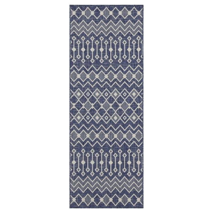 Blue Threaded Pattern Outdoor Rugs for Living Rooms, Patios, Decks - 87in*31in