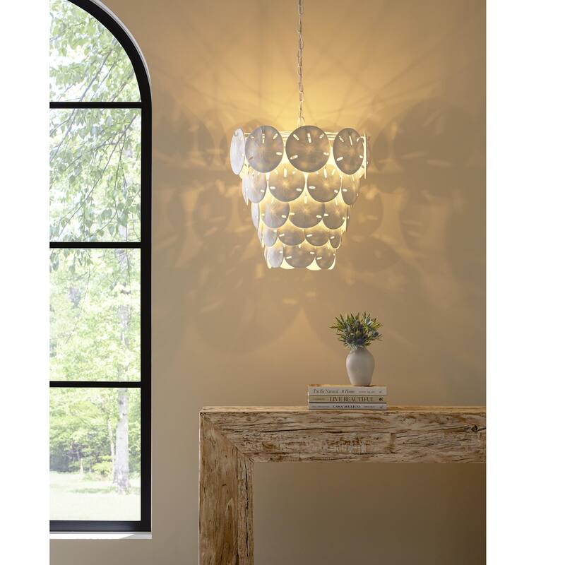 Currey & Company Tulum White Chandelier - 22"h x 20"dia