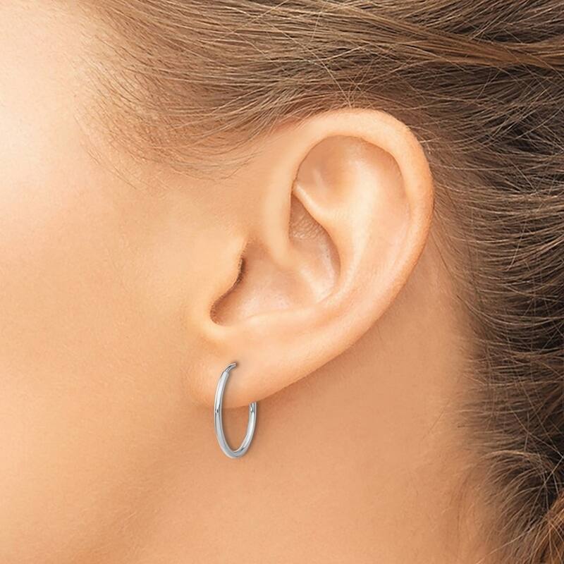 Curata 14k White Gold Polished Endless Tube Hoop Earrings - 25x25mm