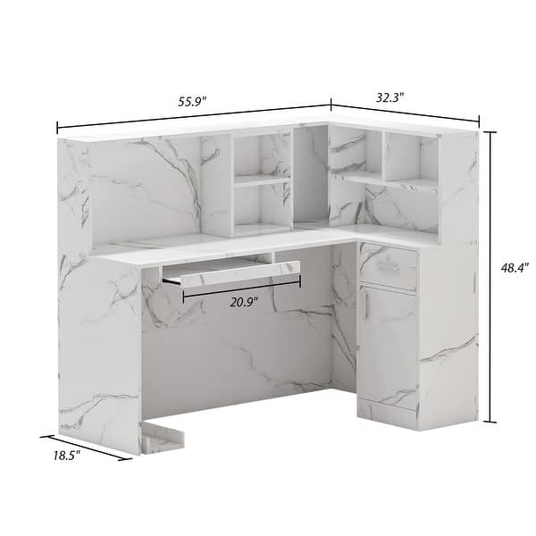 dimension image slide 2 of 3, Modern L-Shaped Reception Desk Reception Table Secretary Table Working