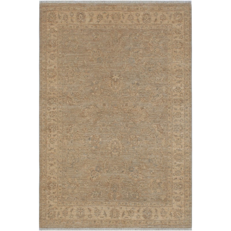 Oriental Ziegler Sandi Grey Beige Hand-knotted Wool Rug - 5'0" x 6'10"