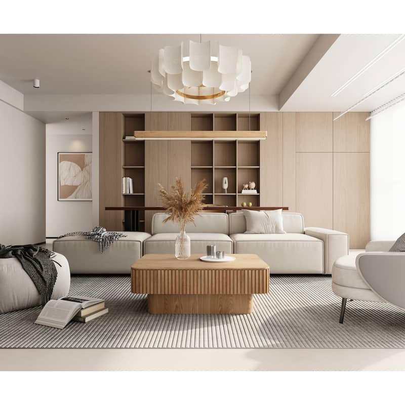 38.6" Modern Fluted Lift-Top Accent Coffee Table with Storage