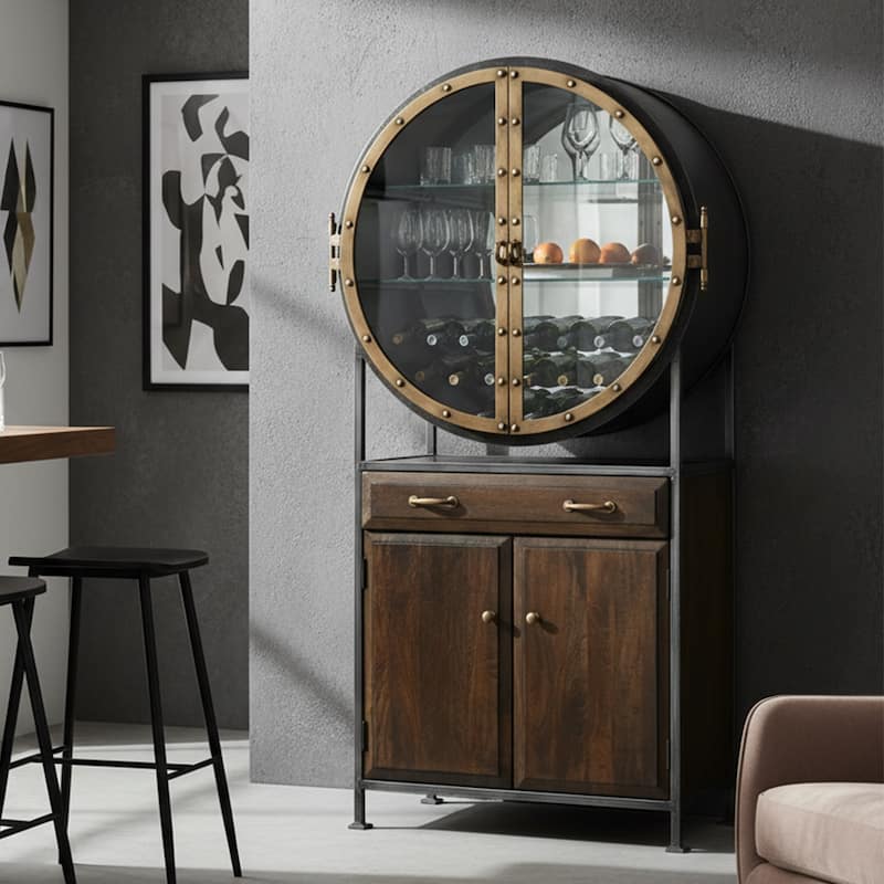 Howard Miller Nautical Industrial Wine & Bar Cabinet - Brown