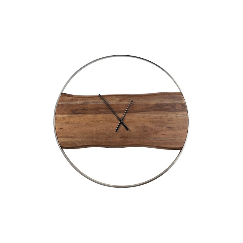 Panchali Brown/Silver Finish Wall Clock - 024052686944