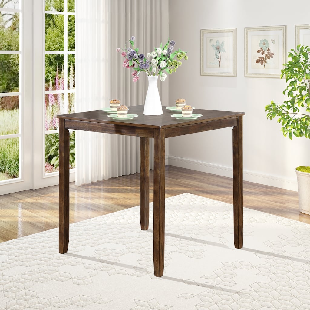 Classic Square Counter Height Wooden Dining Table for Small Space