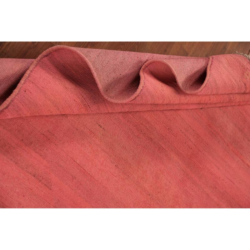 Modern Gabbeh Oriental Area Rug Hand-Knotted Pink Wool Carpet - 6'10" x 9'9"