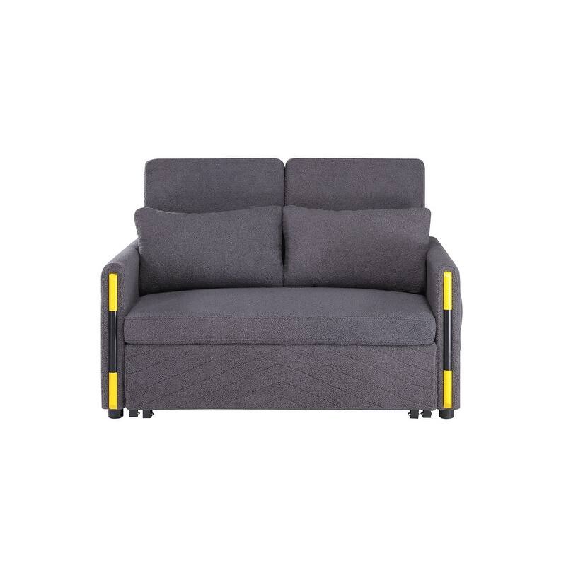 Percy 55.5"W Teddy Velvet Sleeper Loveseat with Dual-Pull Sleeper Design