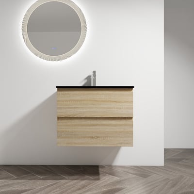 24/30 Single Sink Wall-Mounted Bathroom Vanity with Integrated Ceramic Sink