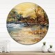 preview thumbnail 8 of 8, Designart 'Stream in Forest Oil Painting' Oversized Traditional Wall CLock