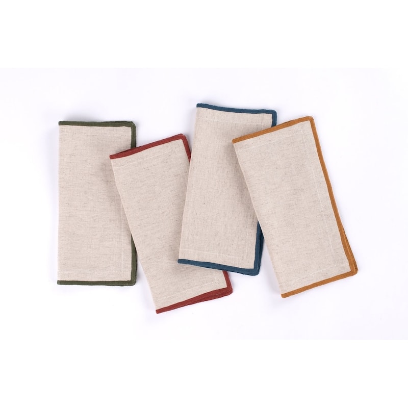 Clara, Linen Blend, Cocktail Napkin Set (Set of 4) - Bold