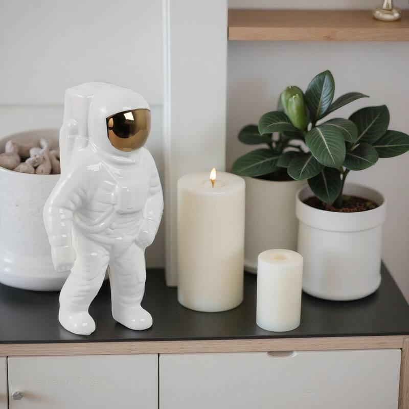 Modern Ceramic Astronaut Figurine Statue - 11"