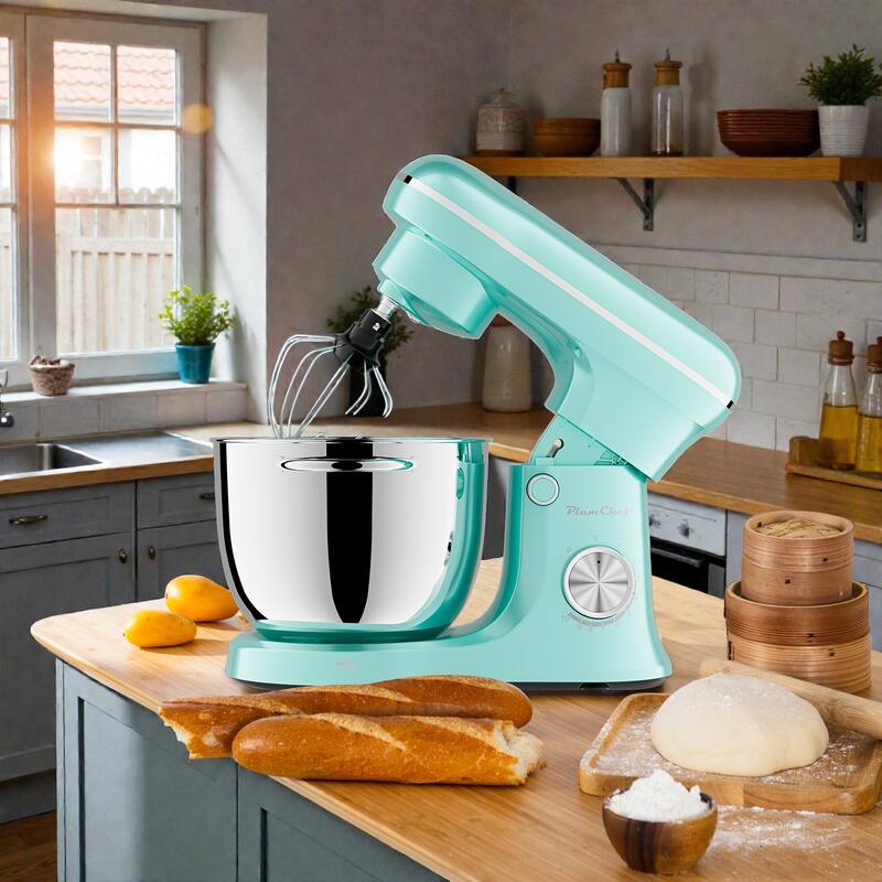 Dual Bowl Electric Stand Mixer 5.2L + 4.5L, 10 Speed Kitchen Mixer with Timer, Stainless Steel Bowls