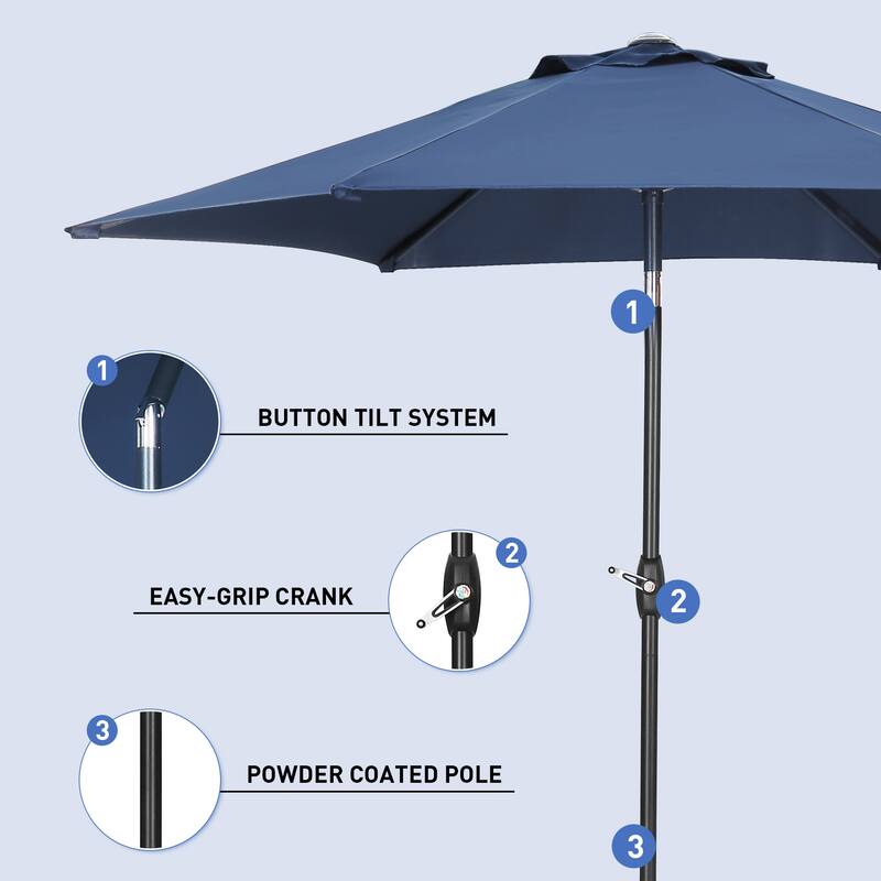 9ft Outdoor Patio Umbrella 6 Ribs with Tilt & Crank.